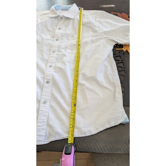 Tommy Bahama Nova Wave Button Up Shirt Large Seersucker Camp White Resort Wear - Picture 11 of 12